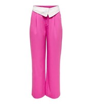 NEON & NYLON Bright Pink Fold Over Trousers